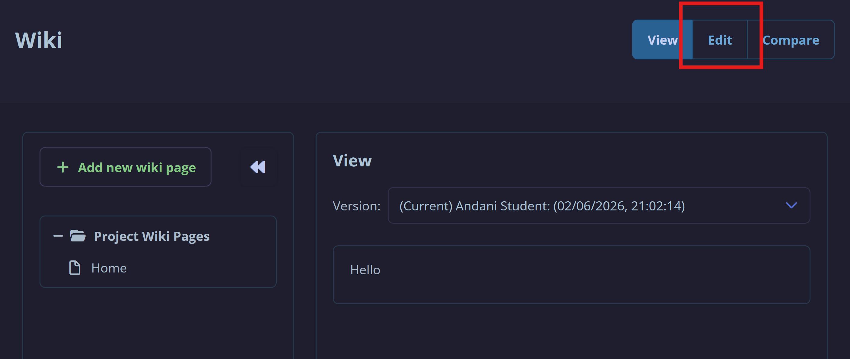 screenshot for editing the wiki