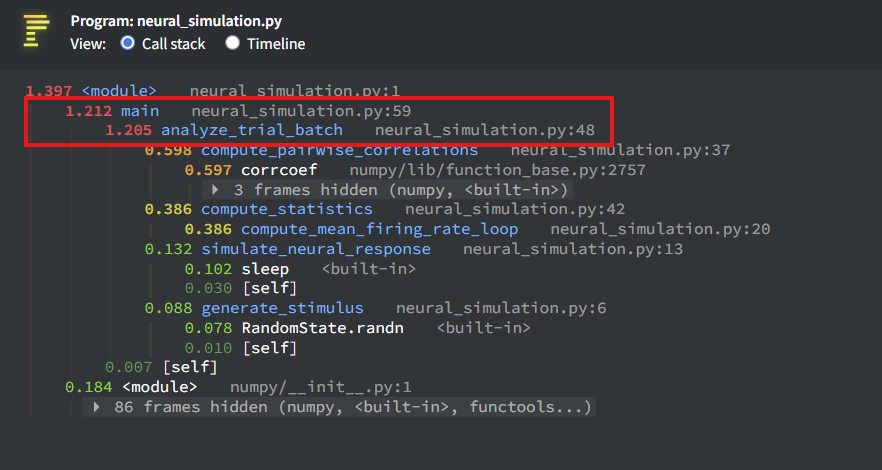pyinstrument results