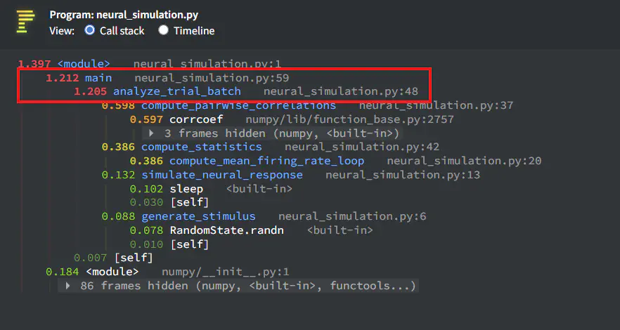 pyinstrument results